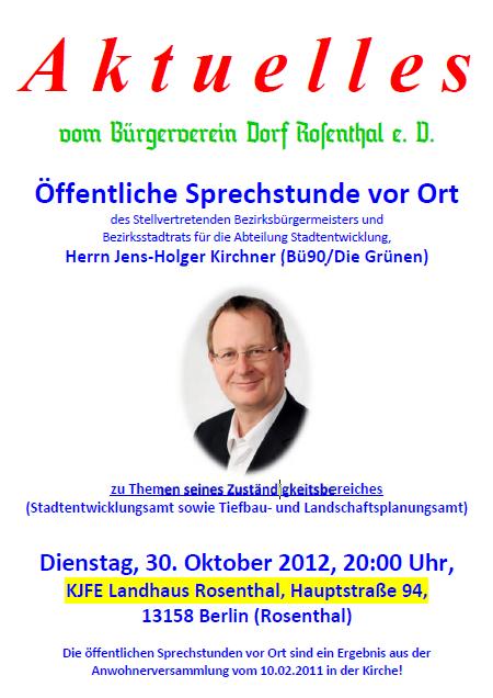 Bürgersprechstunde am 30.10.2012 in Pankow-Rosenthal