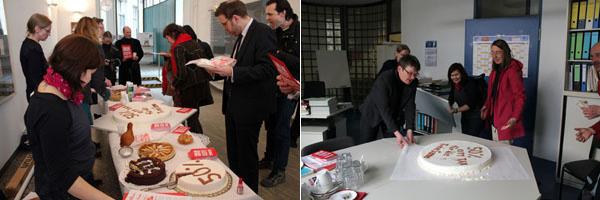 Kuchenkommando beim Teilen den Kuchens Kuchenkommando beim Teilen den Kuchens