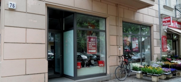 SPD Wahlkampf-Büro in der Kopenhagener Str. 76 in Prenzlauer Berg