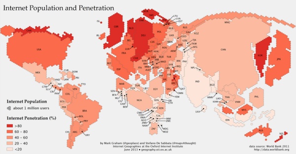Internet Population - Karte: Oxford Institute Internet Population - Karte: Oxford Institute