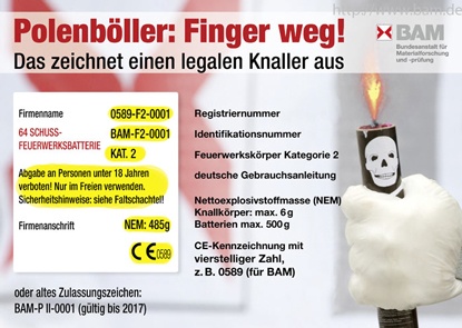 Polenböller: Finger weg!  - Grafik: Bundesanstalt für Materialprüfung - www.bam.de