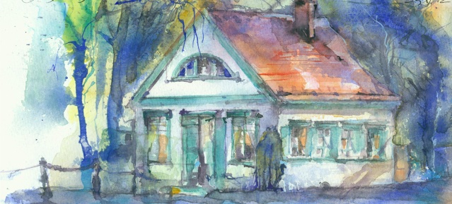 Brosehaus Aquarell von H.-Jürgen Malik