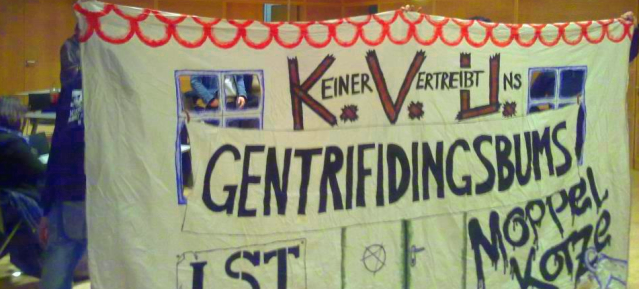 Gentrifidingsbums ist Moppelkotze - Protestplakat Kirche von Unten