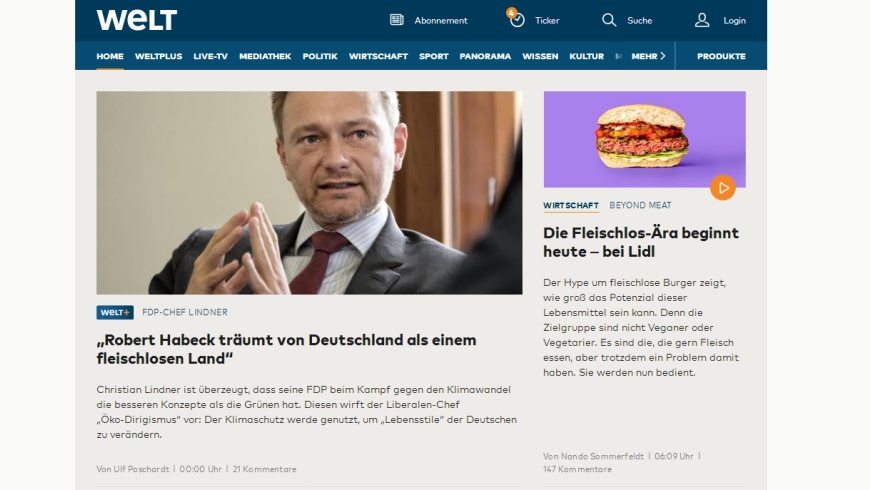 Christian Lindner verpasst den Start der Fleischlos-Ära