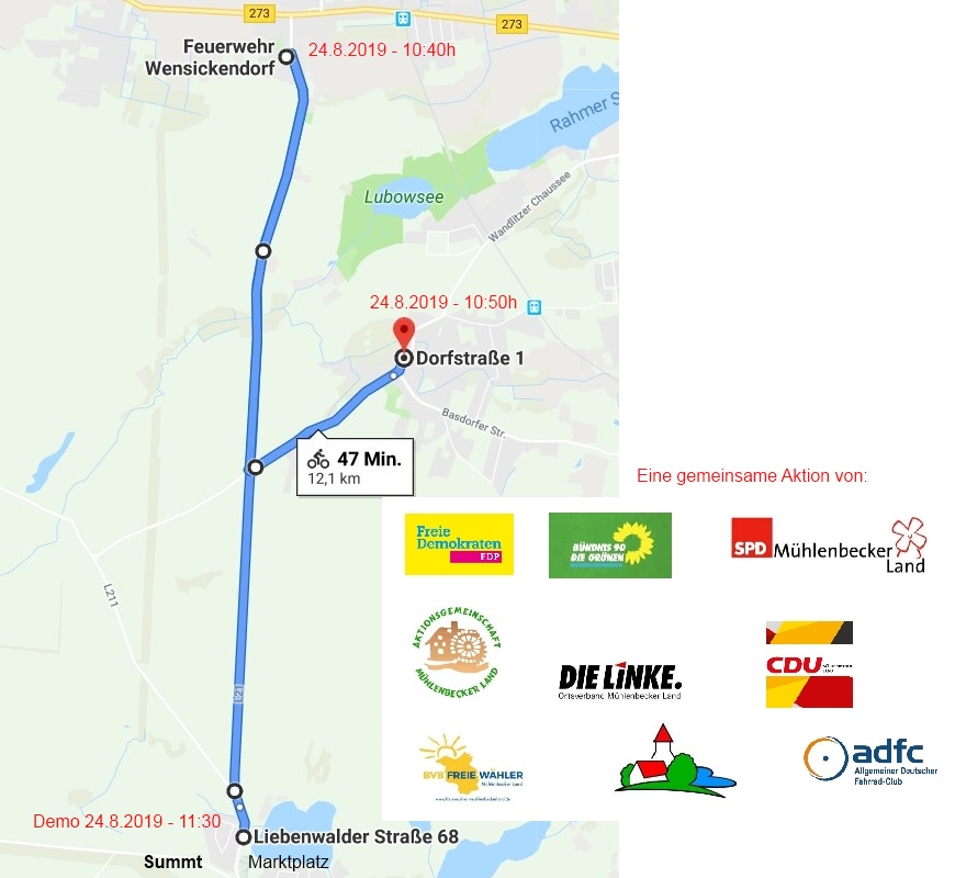 Fahrraddemo auf der L 21