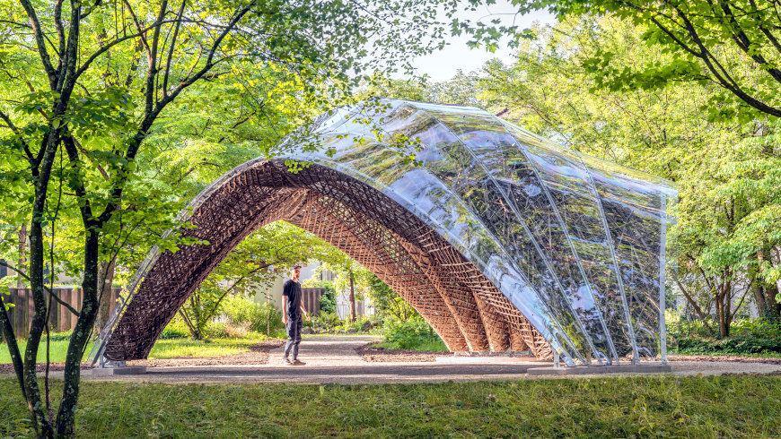 Kooperation der Universitäten Freiburg und Stuttgart: Der „livMats Pavillon“ im Botanischen Garten der Universität Freiburg