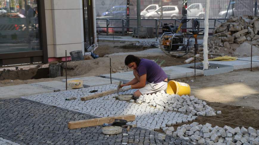 Pflasterarbeiten in der Gorkistraße